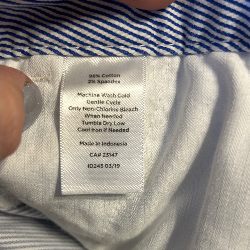 TALBOTS Size 16WP Wide-Leg Crop Length Pinstripe Pants Blue White Coastal Cotton - Picture 9 of 9